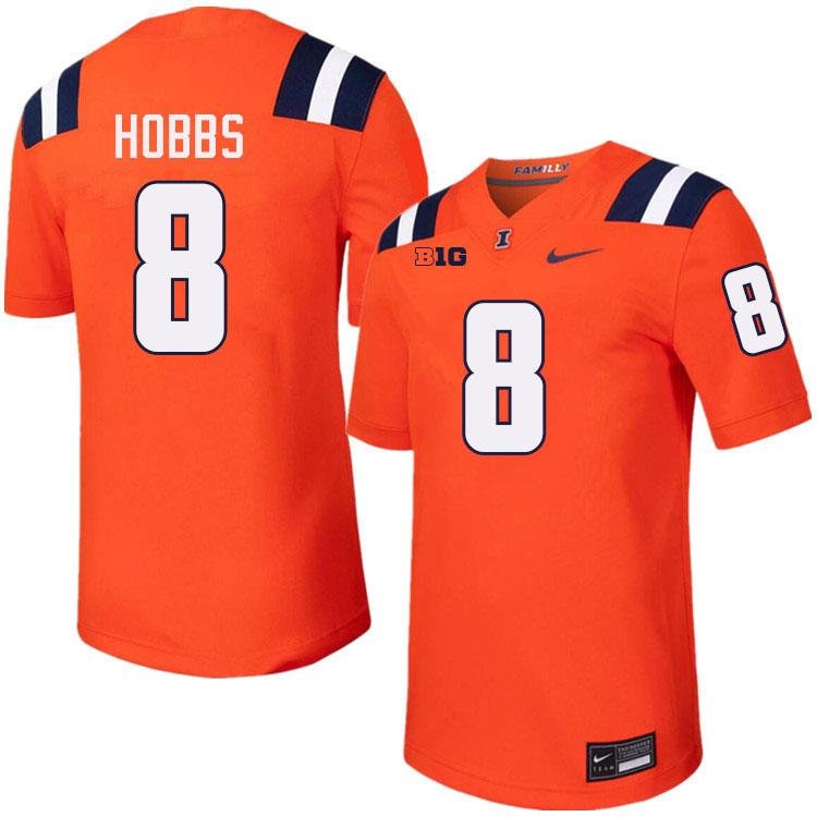 #8 Nate Hobbs Illinois Fighting Illini Football Jersey,Uniforms-Orange